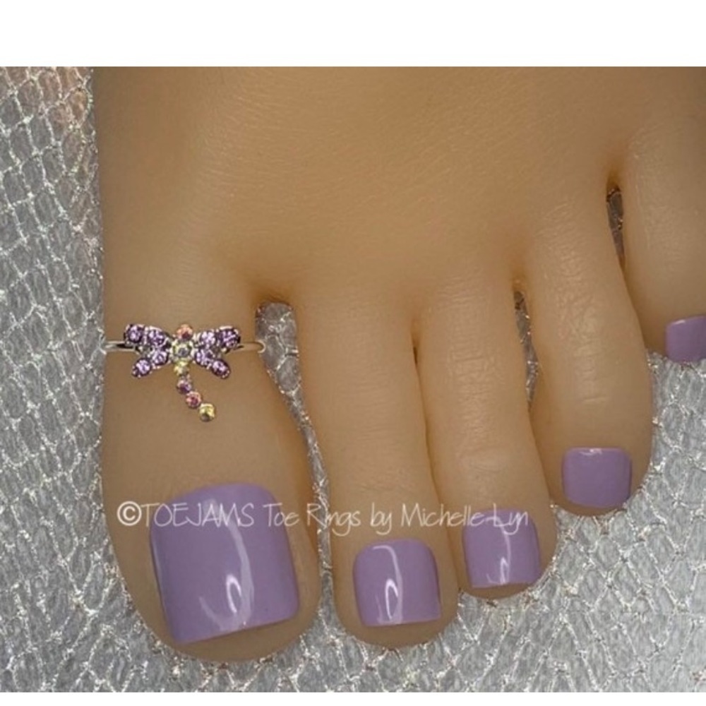 TOE RING DRAGONFLY Lavender Wings Purple & Clear AB Crystals Big Toe Ring